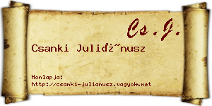 Csanki Juliánusz névjegykártya
